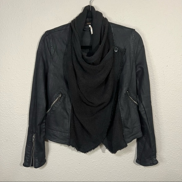 Free People Jackets & Blazers - Free People Drape Front Coated Denim Jacket